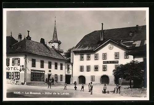 AK Le Brassus, Hotel de la Lande, Bureau des Postes und Kirchturmspitze