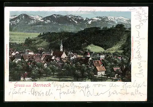 AK Berneck, Ortsansicht mit Kirche