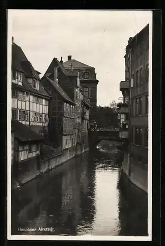 AK Hannover, Altstadt, Fluss mit Brücke