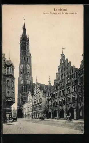 AK Landshut, Obere Altstadt mit St. Martinskirche