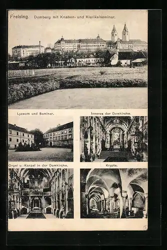 AK Freising, Panorama, Domkirche, Lyzeum