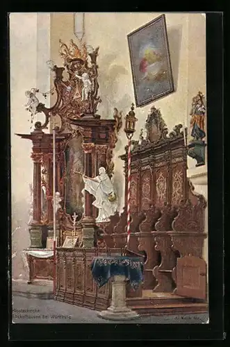 Lithographie Tückelhausen bei Würzburg, Alter in der Klosterkirche