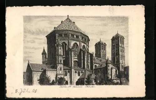 Künstler-AK Köln, Ansicht der St. Gereon-Kirche