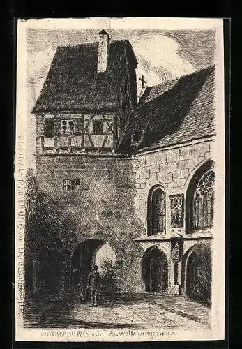 Künstler-AK Rothenburg o. T., St. Wolfsgangskirche