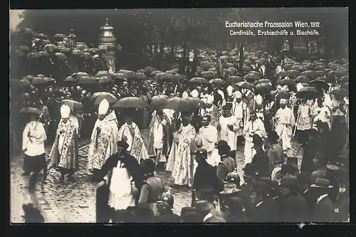 AK Wien, Eucharistische Prozession 1912, Bischöfe, Erzbischöfe und Cardinäle
