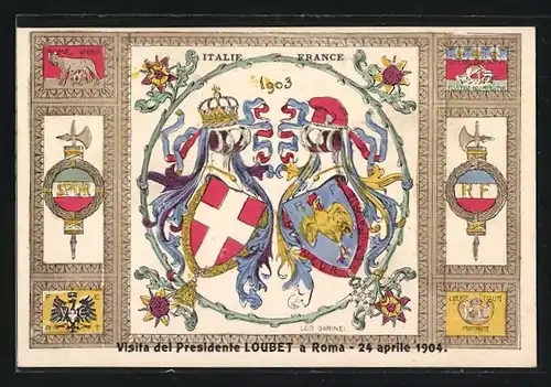 AK Roma, Visita del Presidente Loubet, 24.04.1904, Wappen