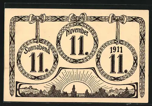 AK Sonnabend 11. November 1911, 11.11.11, Schnapszahldatum