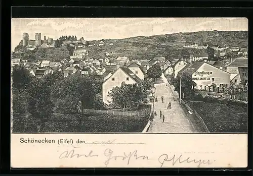 AK Schönecken /Eifel, Strassenpartie mit Handlung von Franz Irsfeld