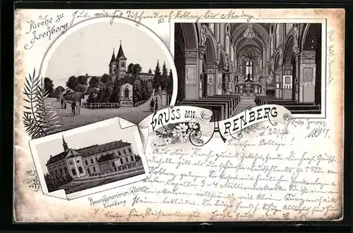 Lithographie Arenberg, Kirche, Dominikanerinnen-Kloster