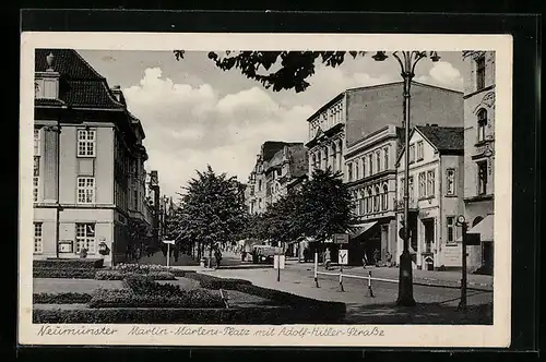 AK Neumünster, Martin-Martens-Platz mit Strasse