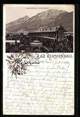 Lithographie Bad Reichenhall, Gradierhaus gegen das Gebirge