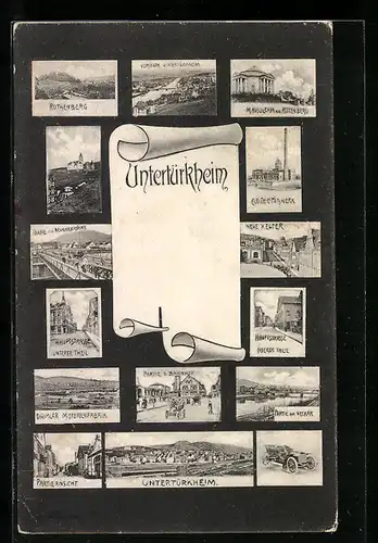 AK Untertürkheim, Hauptstrasse, Electricitätswerk, Mausoleum auf dem Rotenberg