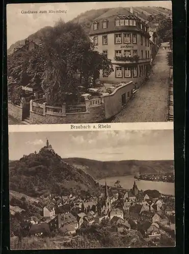 AK Braubach a. Rh., Gasthaus zum Rheinberg, Ortsansicht