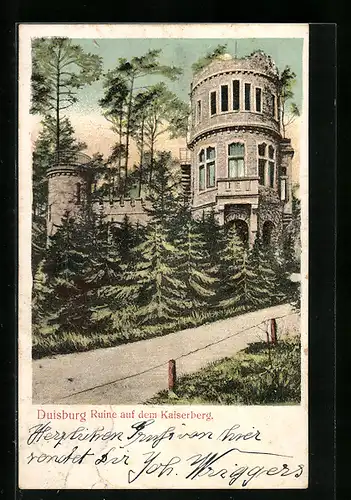 AK Duisburg, Ruine auf dem Kaiserberg