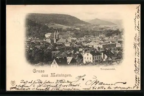 AK Meiningen, Ortsansicht mit Blick auf das Wasser