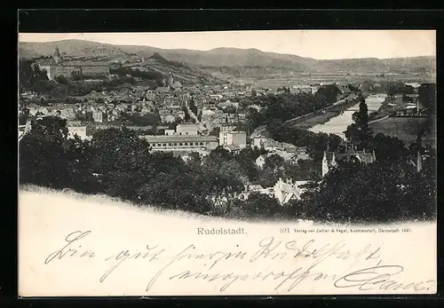 AK Rudolstadt, Ortspartie mit Fluss