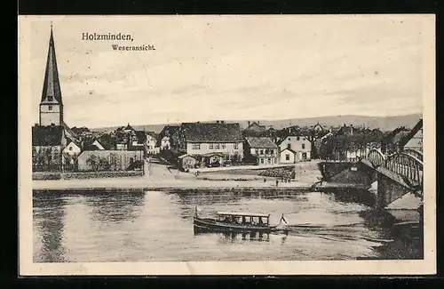 AK Holzminden, Flusspartie mit Blick zum Kirchturm