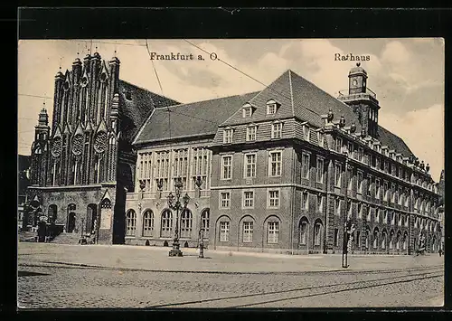 AK Frankfurt a. O., Rathaus mit Kirche