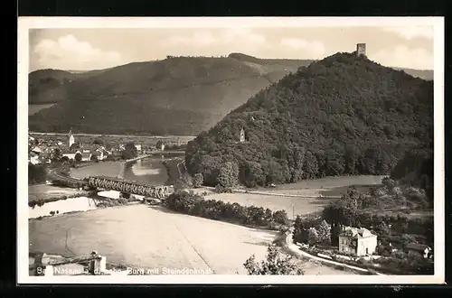AK Bad Nassau a. d. Lahn, Burg mit Steindenkmal