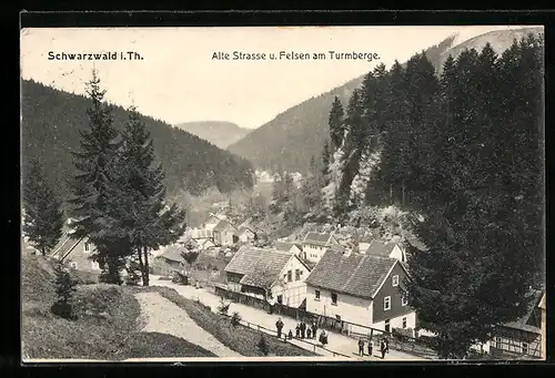 AK Schwarzwald i. Th., Alte Strasse u. Felsen am Turmberge