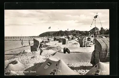 AK Ostseebad Scharbeutz, Strand mit Badebesuchern