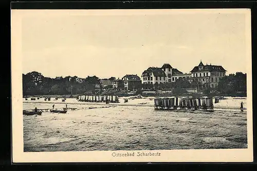 AK Ostseebad Scharbeutz, Blick auf den Strand vom Meer aus