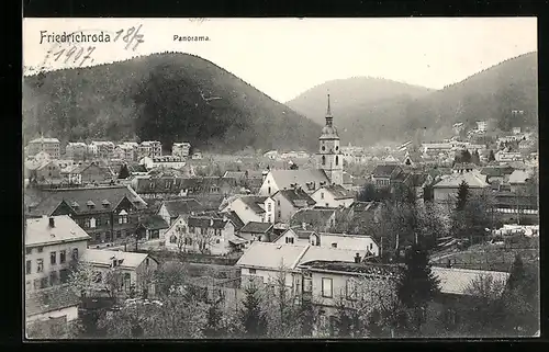 AK Friedrichroda, Teilansicht mit Kirche