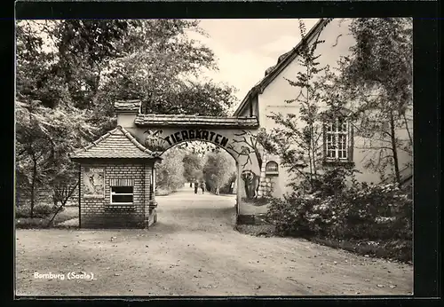 AK Bernburg /Saale, Eingang vom Tiergarten