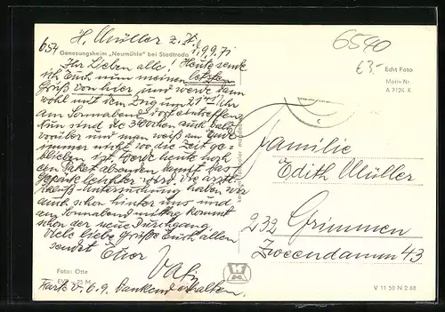 AK Stadtroda, Genesungsheim Neumühle