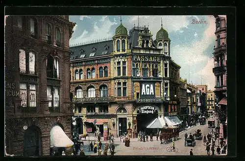AK Berlin, Friedrichstrasse mit Passage Theater und Panopticum