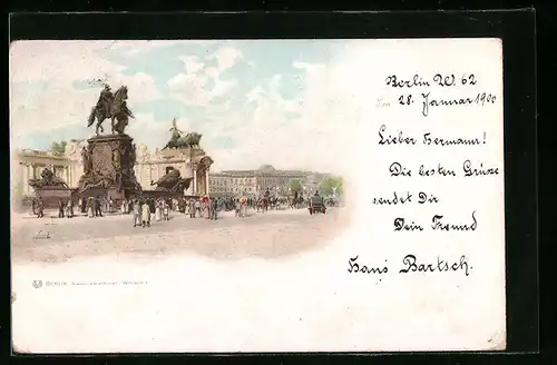 Lithographie Berlin, Nationaldenkmal Wilhelm I.