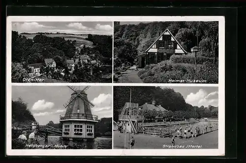 AK Ittertal / Bergisches Land, Heidberger Mühle, Strandbad Ittertal, Heimat-Museum
