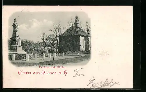 AK Seesen a. H., Denkmal mit Kirche