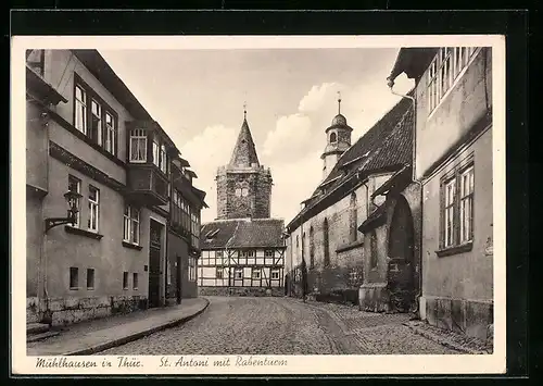 AK Mühlhausen i. Thür., St. Antoni mit Rabenturm