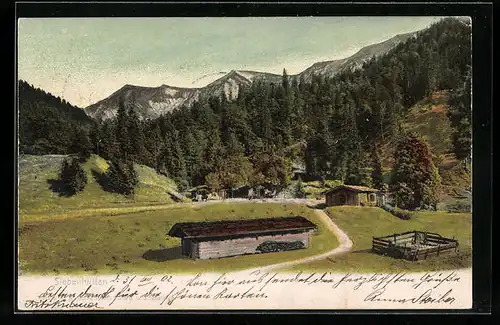 AK Bad Kreuth, Siebenhütten und Gebirgszug