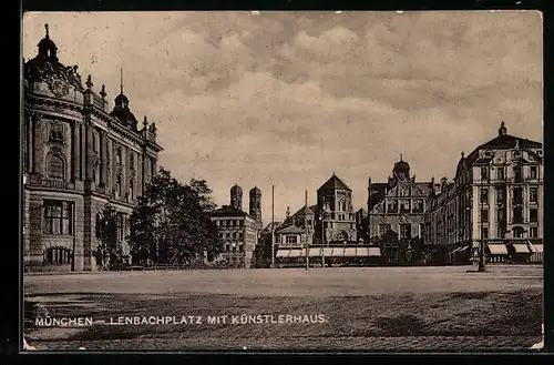 AK München, Lenbachplatz mit Künstlerhaus