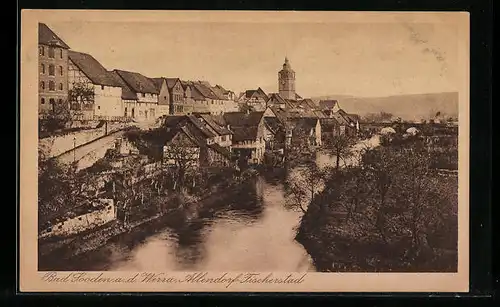 AK Bad Sooden / Werra, Ortsansicht und Flusspartie