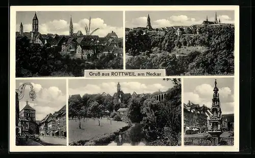 AK Rottweil / Neckar, Ortsansicht, Strassenpartie und Flusspartie