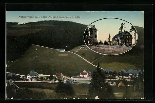 AK Wildenthal / Erzgeb., Ortsansicht mit dem Auersberge
