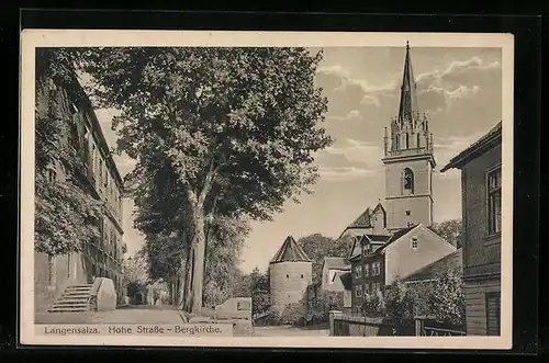 AK Langensalza, Hohe Strasse und Bergkirche