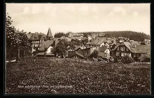 AK Oberhof / Thür., Ortsansicht mit Schloss-Hotel