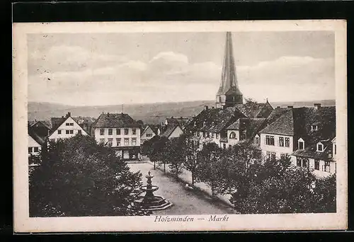 AK Holzminden, Markt, Blick zur Kirche