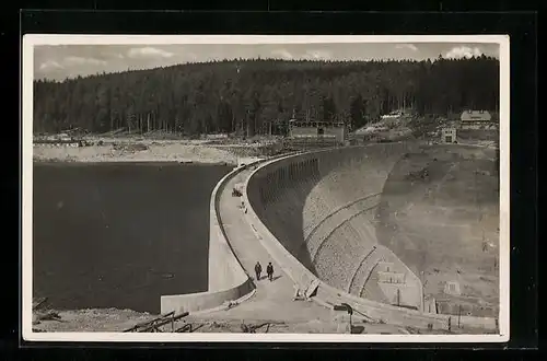 AK Forbach, Schwarzenbachtalsperre, Sperrmauer aus der Vogelschau