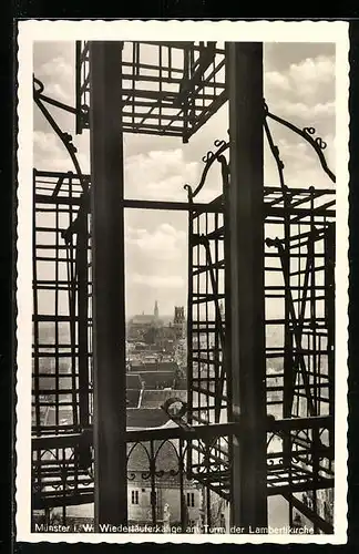 AK Münster i. W., Wiedertäuferkäfige am Turm der Lambertikirche