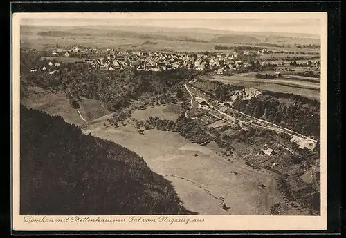 AK Dornhan, Ortsansicht mit Bettenhausener Tal vom Flugzeug aus gesehen