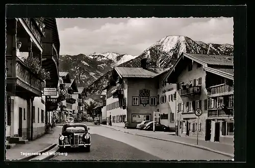 AK Tegernsee, Strassenpartie mit Blick zum Wallberg