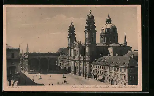 AK München, Odeonsplatz mit Theatinerkirche und Feldherrnhalle