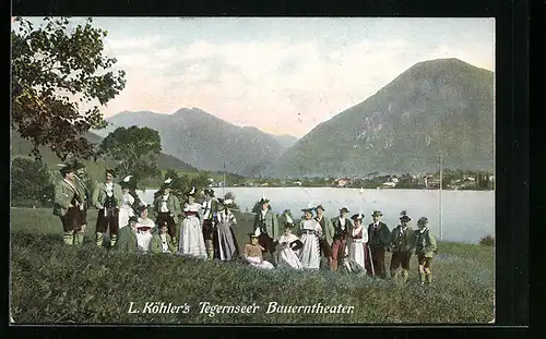 AK Tegernsee, L. Köhler's Tegernsee'r Bauerntheater, Mitglieder in Tracht