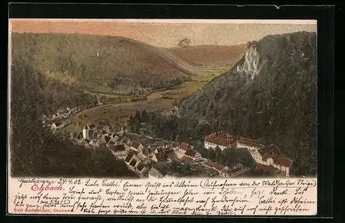 AK Eybach, Panorama vom Berg aus gesehen