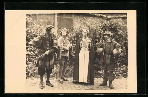 Foto-AK Nürnberg, Hans-Sachs-Spiele 1931, Vier Schauspieler in Kostümen